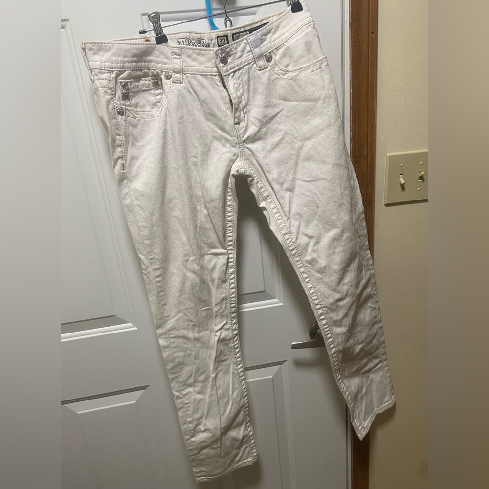 Miss Me White Signature Rise Skinny Jeans - Size 32 x 34